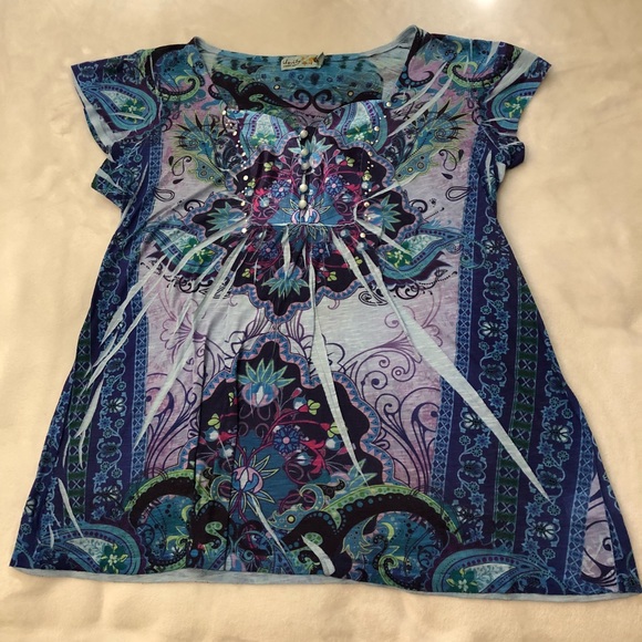 Unity World Wear Petite Large Girly Gem Floral Top - Picture 1 of 8